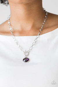 purple,Short Necklace,silver,toggle,She Sparkles On Purple Toggle Necklace