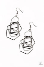 Load image into Gallery viewer, Five Sided Fabulous Black Gunmetal Earrings Paparazzi Accessories