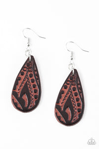 brown,fishhook,leather,Get In The Groove Brown Leather Earring