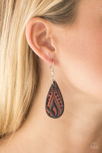 Load image into Gallery viewer, Get In The Groove Brown Leather Earring Paparazzi Accessories