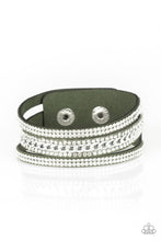 Load image into Gallery viewer, Rollin In Rhinestones - Green Leather Wrap Bracelet Paparazzi Accessories