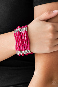 pink,seed bead,stretchy,Outback Odyssey Pink Seed Bead Bracelet