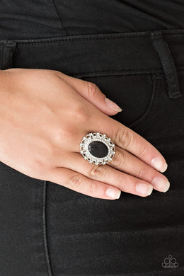 BAROQUE The Spell - Black Moonstone Ring Paparazzi Accessories