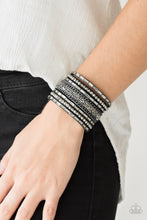 Load image into Gallery viewer, Rhinestone Rumble - Black Wrap Bracelet Paparazzi Accessories