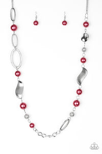 long necklace,Pearls,red,All About Me Red Pearl Necklace