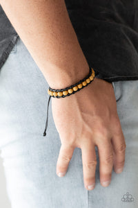 black,leather,wooden,yellow,Rural Rover Yellow Urban Bracelet
