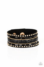 Load image into Gallery viewer, Rock Star Rocker Gold Leather Wrap Bracelet Paparazzi Accessories