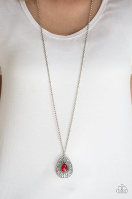 Modern Majesty - Red Moonstone Necklace Paparazzi Accessories