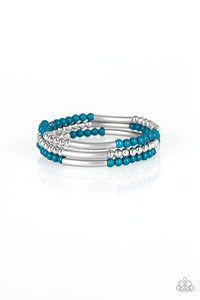 blue,coil,silver,Tourist Trap Blue Coil Bracelet