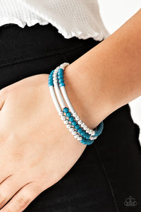 blue,coil,silver,Tourist Trap Blue Coil Bracelet