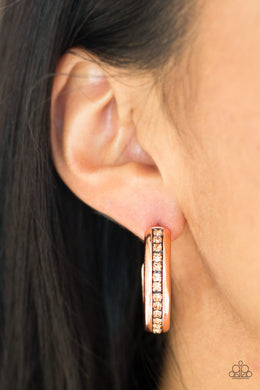 5th Avenue Fashionista Copper Hoop Rhinestone Earrings Paparazzi Accessories