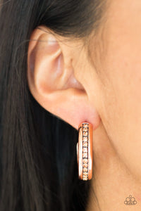 copper,post,rhinestones,5th Avenue Fashionista Copper Hoop Rhinestone Earrings