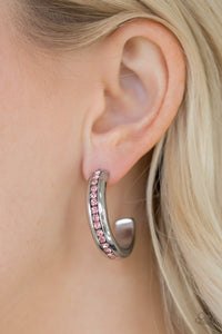 pink,rhinestones,5th Avenue Fashionista Pink Hoop Earrings