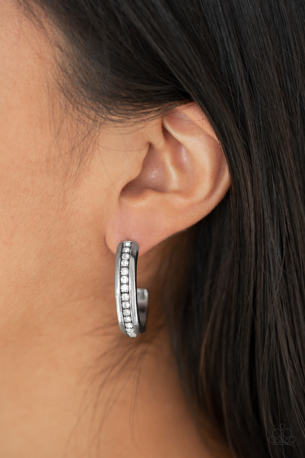 5th Avenue Fashionista White Hoop Earrin... Paparazzi Accessories