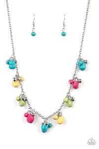 blue,crackle stone,green,multi,pink,short necklace,yellow,Rocky Mountain Magnificence Multi Neckace