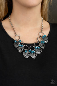 blue,Hearts,Pearls,silver,Very Valentine Blue Necklace