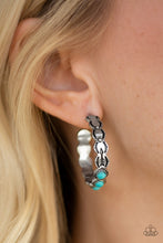 Load image into Gallery viewer, Anasazi Arrow Blue Hoop Earring Paparazzi Accessories