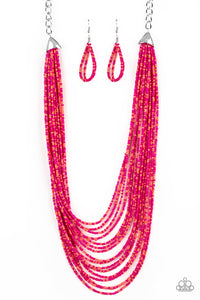 long necklace,pink,Peacefully Pacific Multi Seed Bead Necklace