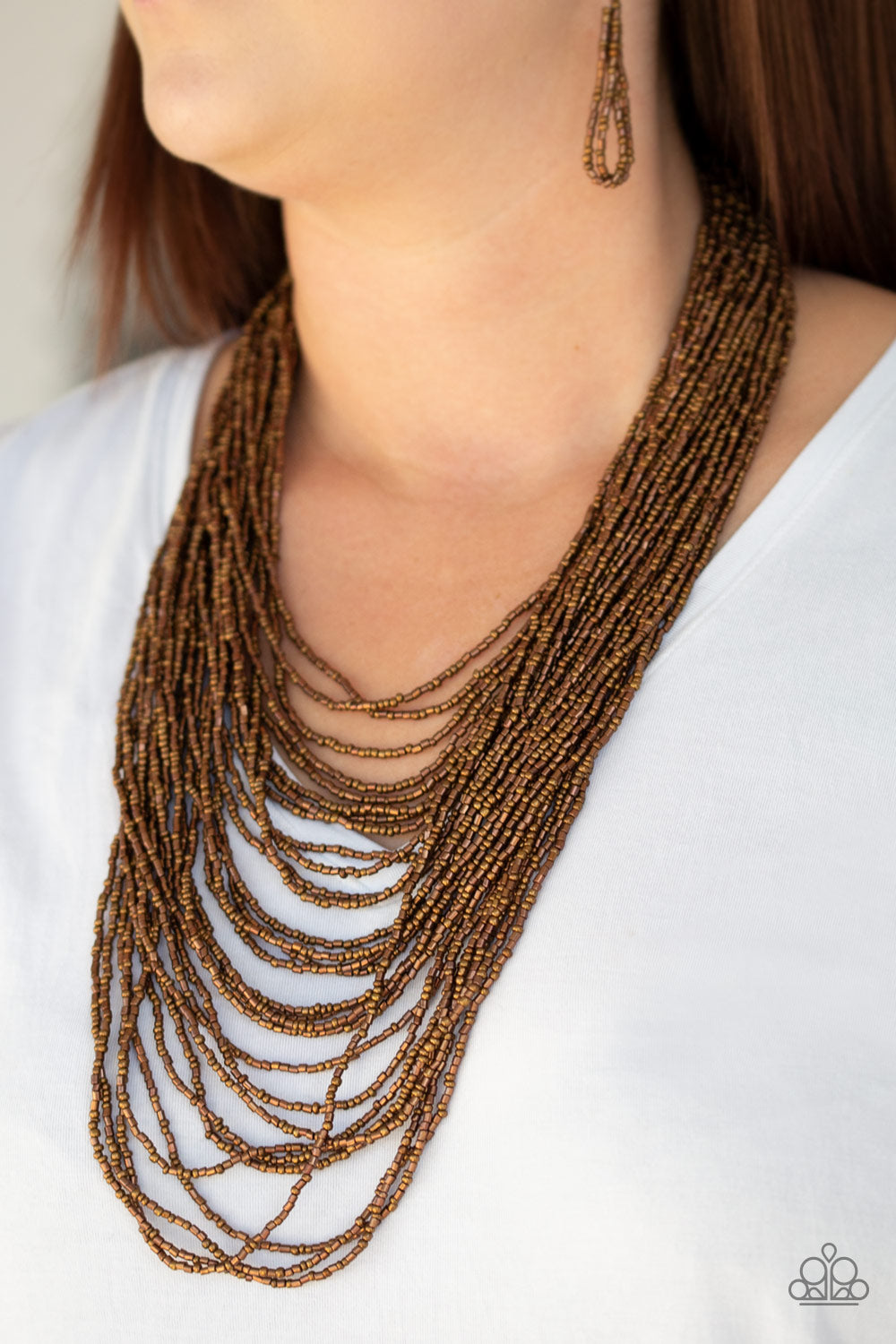 Dauntless Dazzle Copper Seed Bead Necklace Paparazzi Accessories