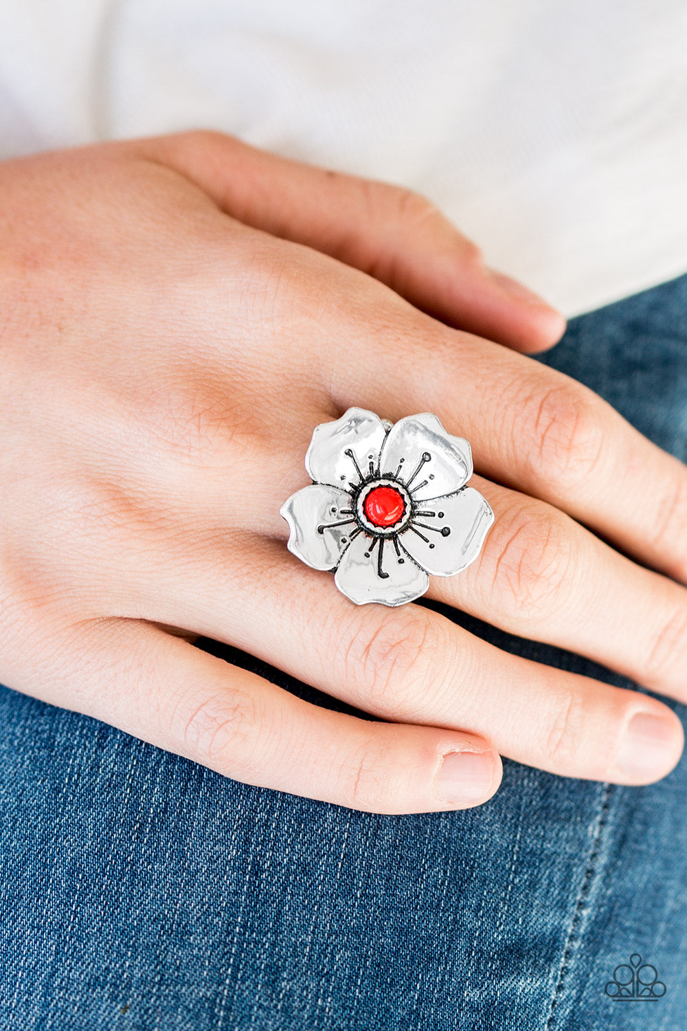 Boho Blossom Red Ring Paparazzi Accessories