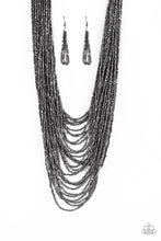 Load image into Gallery viewer, Dauntless Dazzle Black Gunmetal Seed Bead Necklace Paparazzi Accessories