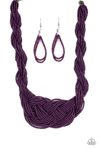 purple,seed bead,short necklace,A Standing Ovation - Purple Seed Bead Necklace