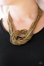 Load image into Gallery viewer, Knotted Knockout Brass Seed Bead Necklace Paparazzi Accessories