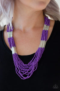 purple,seed bead,short necklace,Let it Bead Purple Seed Bead Necklace