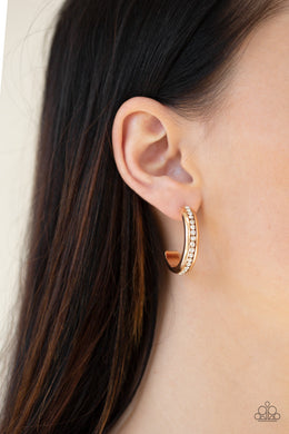 5th Avenue Fashionista Gold Hoop Rhinestone Earrings Paparazzi Accessories