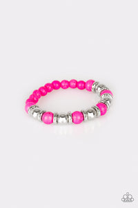 crackle stone,pink,stretchy,Across The Mesa Pink Stone Stretchy Bracelet