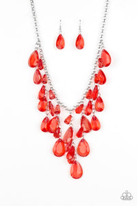 Acrylic,long necklace,red,Irresistible Iridescence Red Acrylic Necklace