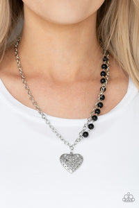 black,heart,Hearts,short necklace,Forever In My Heart Black Necklace