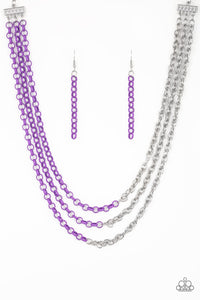 purple,short necklace,silver,Turn Up The Volume Purple Necklace