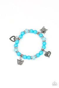 butterfly,Hearts,silver,starlet shimmer,stretchy,Starlet Shimmer Butterfly & Heart Charms Bracelet