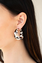 Load image into Gallery viewer, Havana Heat Wave White Acrylic Hoop Earring Paparazzi Accessories