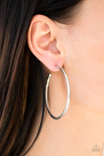 Load image into Gallery viewer, Double or Nothing Silver Hoop Earring Paparazzi Accessories