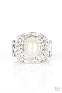 Pearls,rhinestones,white,Wide Back,Glittering Go-Getter White Ring