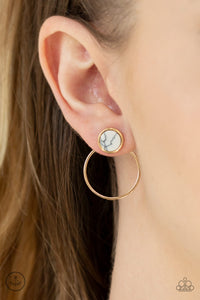 crackle stone,gold,jacket,post,Simply Stone Dweller Gold Jacket Earring