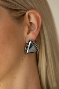 hematite,post,rhinestones,silver,Exalted Elegance - Silver Earrings
