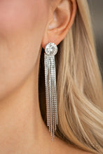 Load image into Gallery viewer, Level Up White Rhinestone Earring Paparazzi Accessories