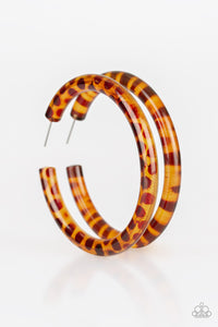 animal print,Brown,Hoops,Post,Miami Minimalist Brown Acrylic Hoop Earring