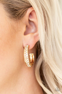 gold,rhinestones,Cash Flow - Gold Hoop Earrings