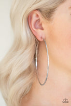 Load image into Gallery viewer, Shimmer Maker Silver Hoop Earring Paparazzi Accessories