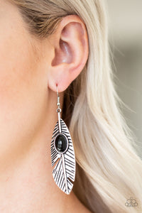 black,Feather,fishhook,Quill Thrill Black Earring