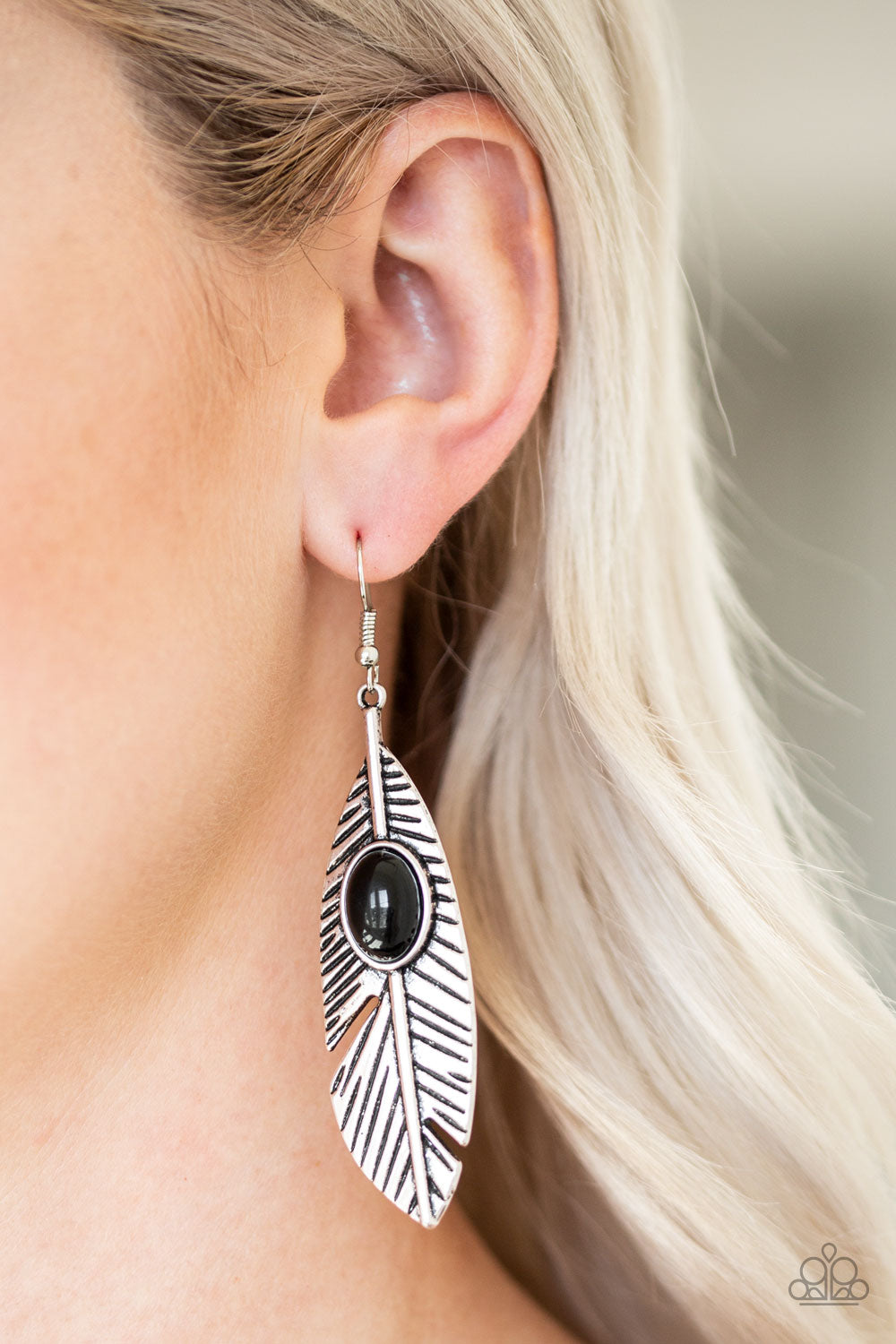 Quill Thrill Black Earring Paparazzi Accessories