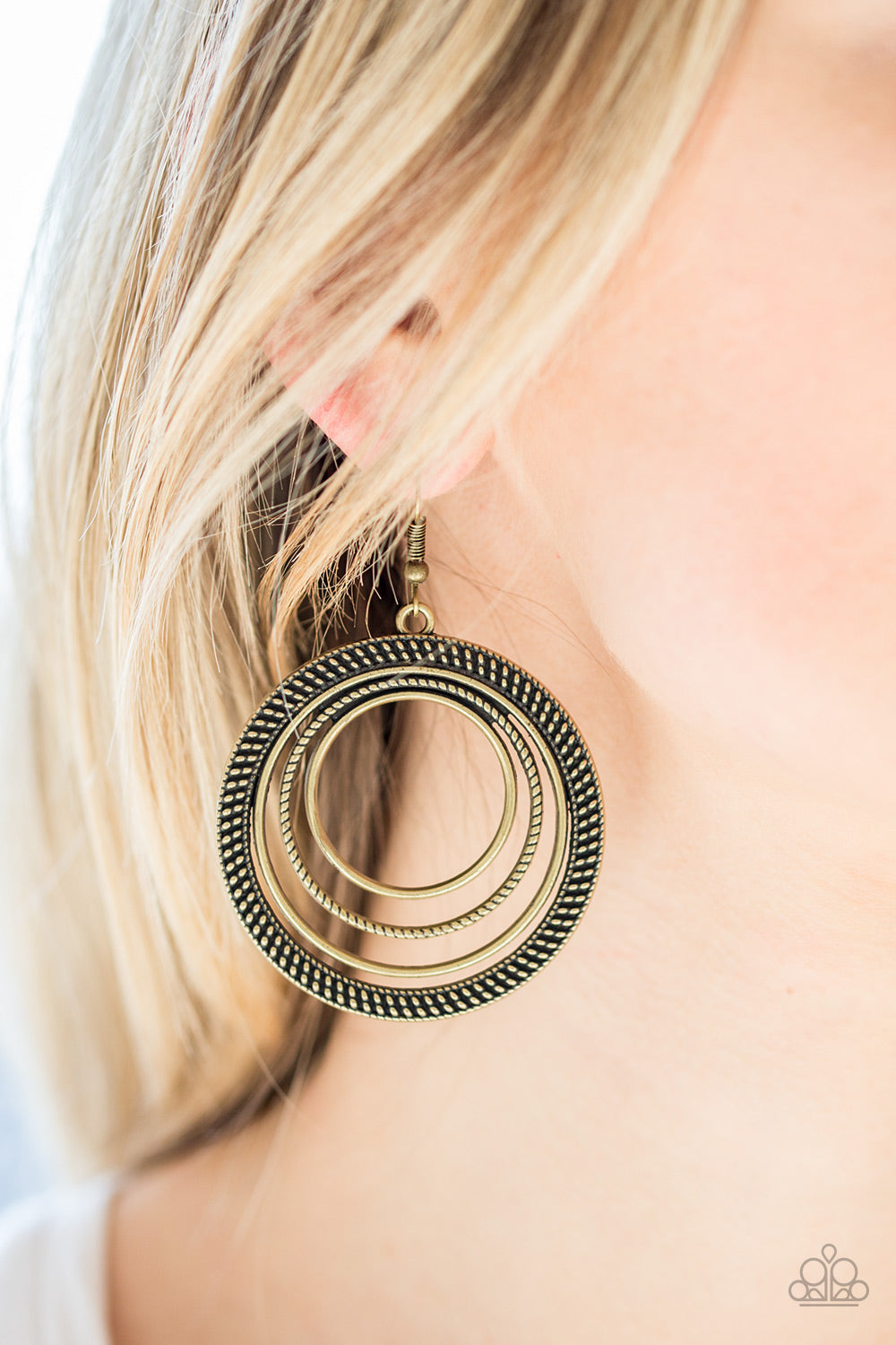 Totally Textured Brass Earring Paparazzi Accessories