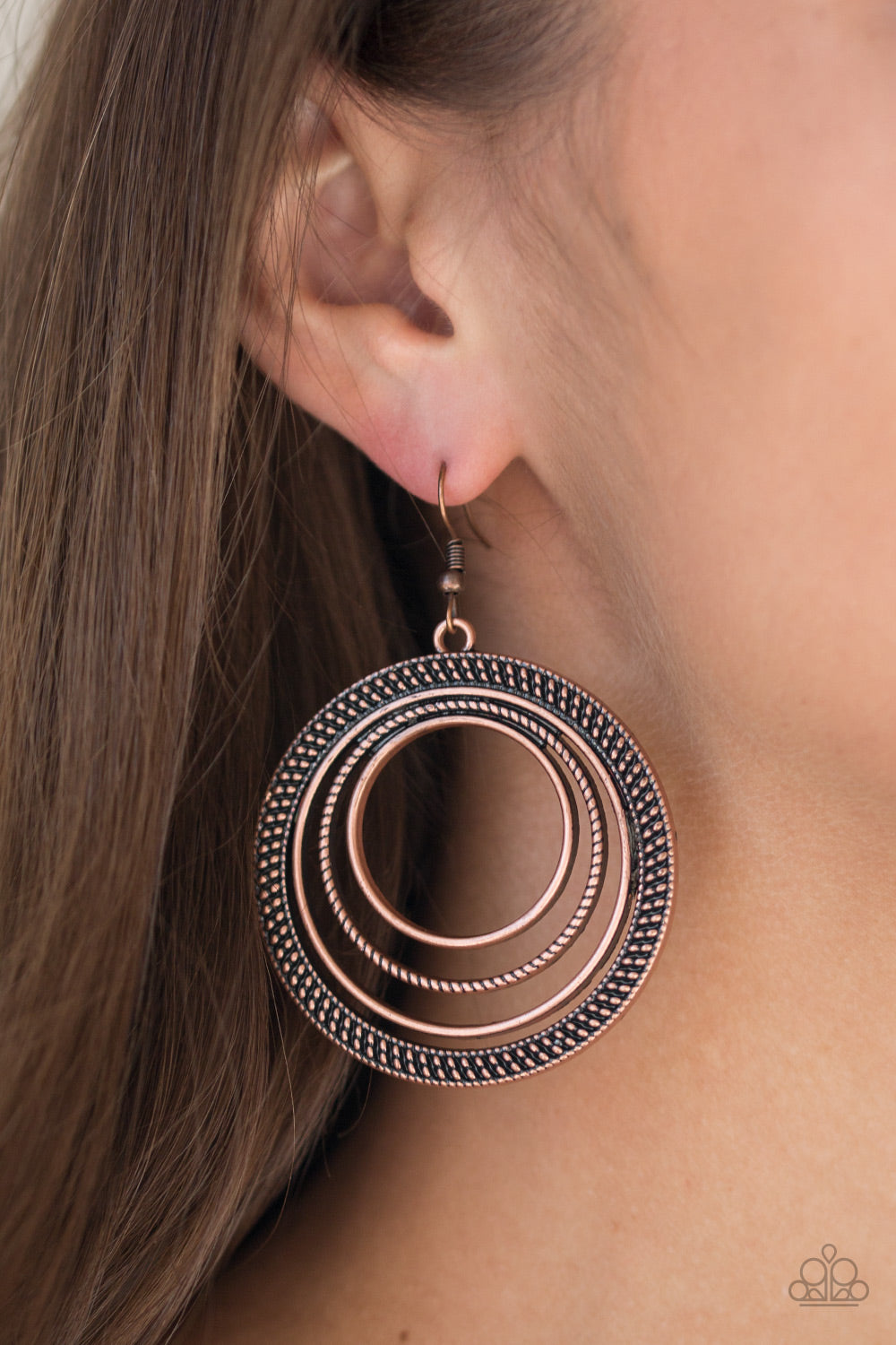 Totally Textured Copper Earring Paparazzi Accessories
