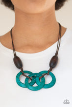 Load image into Gallery viewer, Bahama Drama Blue Wooden Necklace Paparazzi Accessories