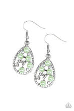 Load image into Gallery viewer, Fabulously Wealthy Green Pearl Rhinesone Earring Paparazzi Accessories