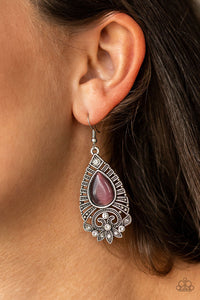 fishhook,moonstone,purple,Majestically Malibu Purple Moonstone Earring